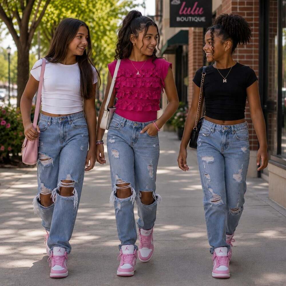 Youth Pink Ruffled Short Sleeve Crop Top
